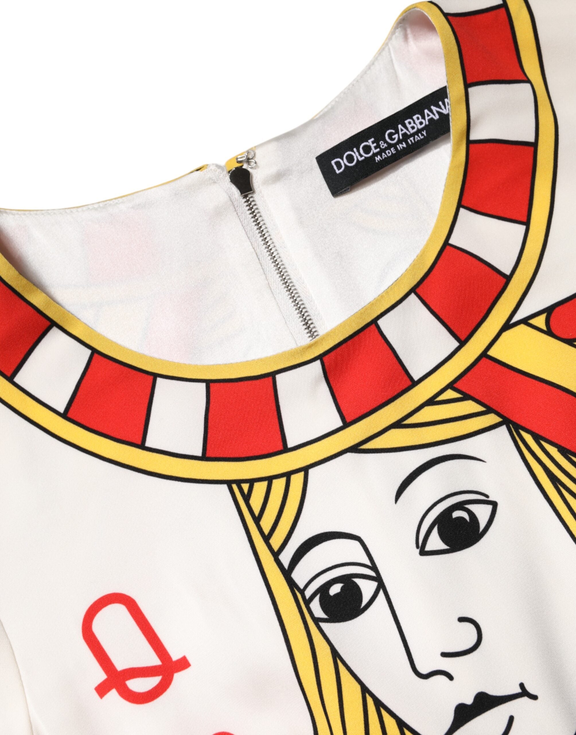 Witte Queen of Heart Midi-jurk met korte mouwen