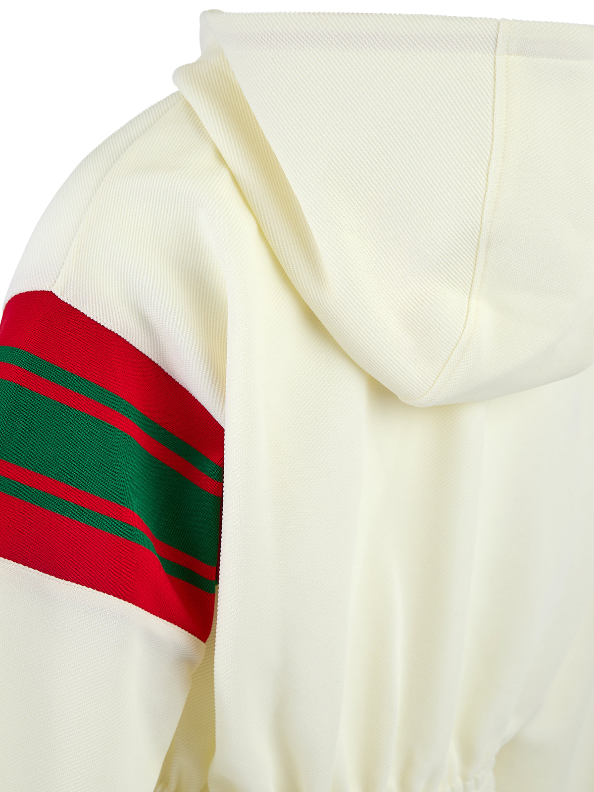 Crèmekleurige polyester hoodie met capuchon en logo
