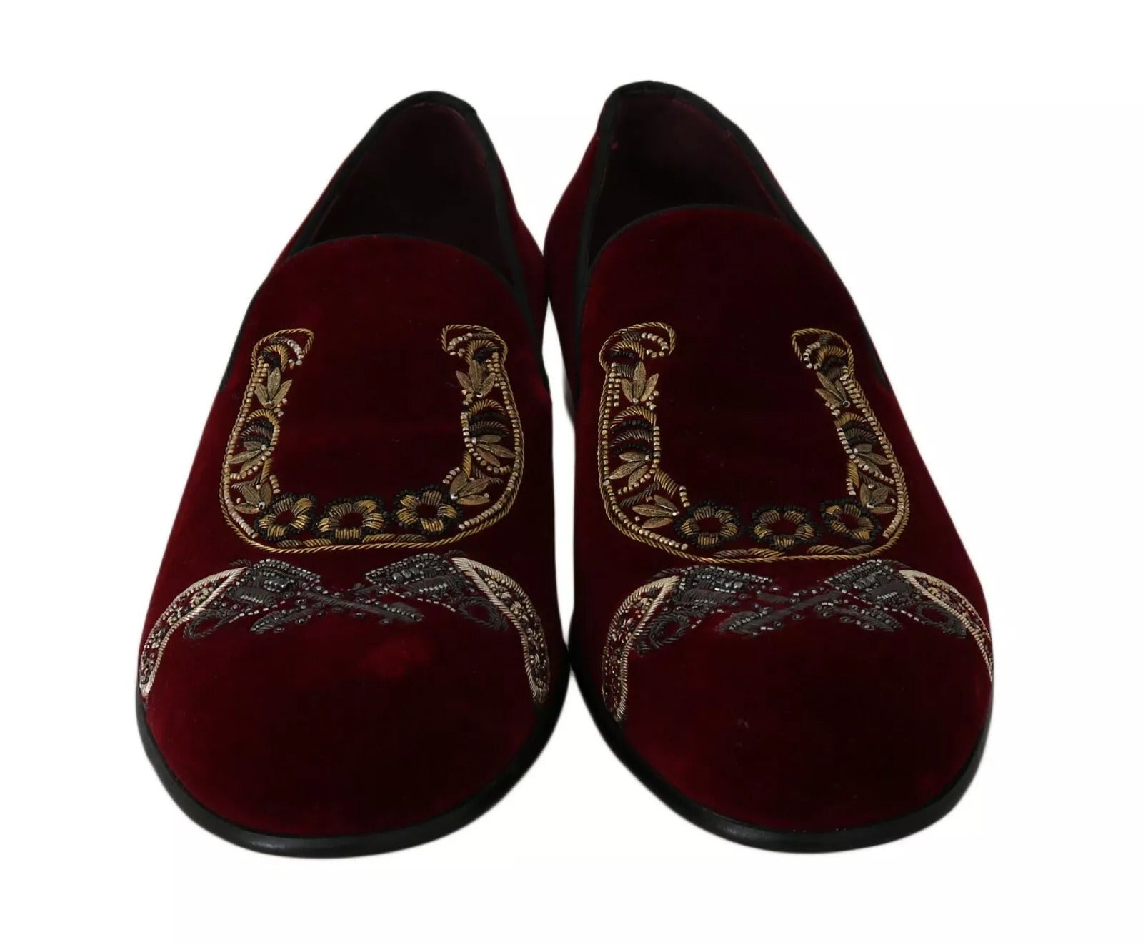 Bordeaux fluwelen loafers met pistoolhoefijzer