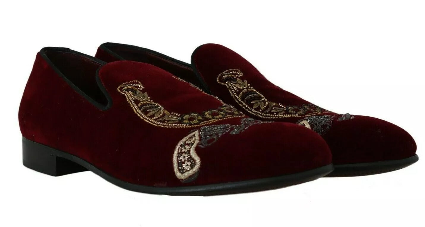 Bordeaux fluwelen loafers met pistoolhoefijzer
