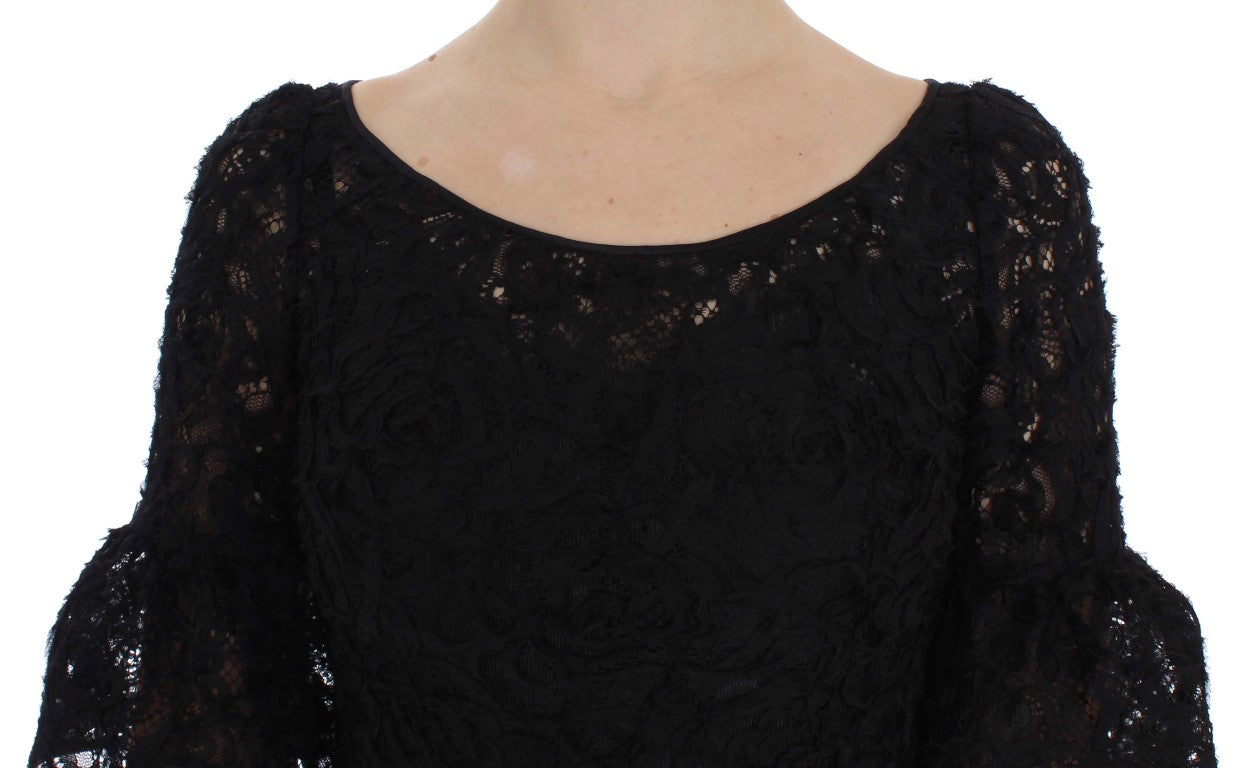 Zwarte bloemenkanten lange bodycon maxi-jurk