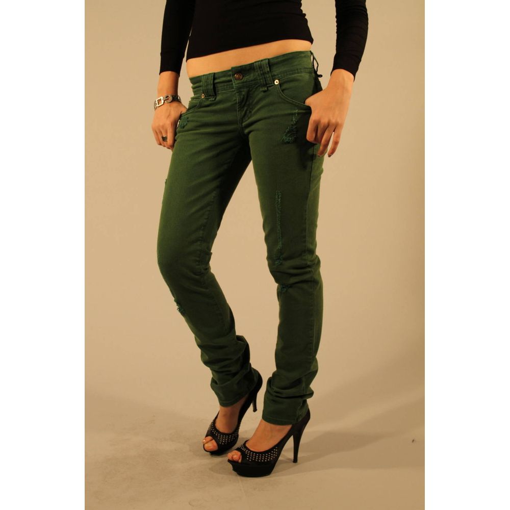 Groene katoenen damesjeans