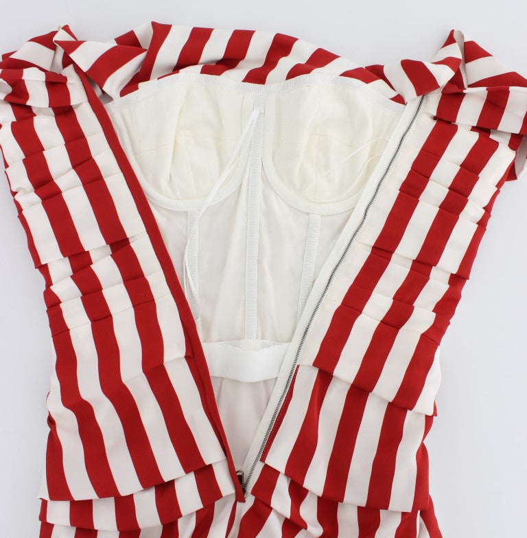 Rood-witte zijden stretchjurk