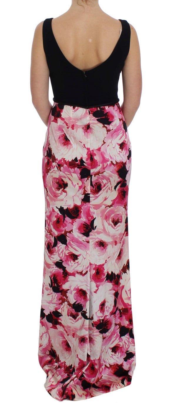 Roze bloemenprint lange maxi-jurk met kokerjurk