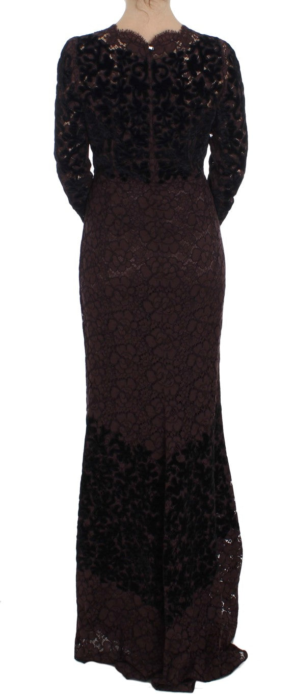 Maxi-jurk met paarse bloemenkant van Ricamo