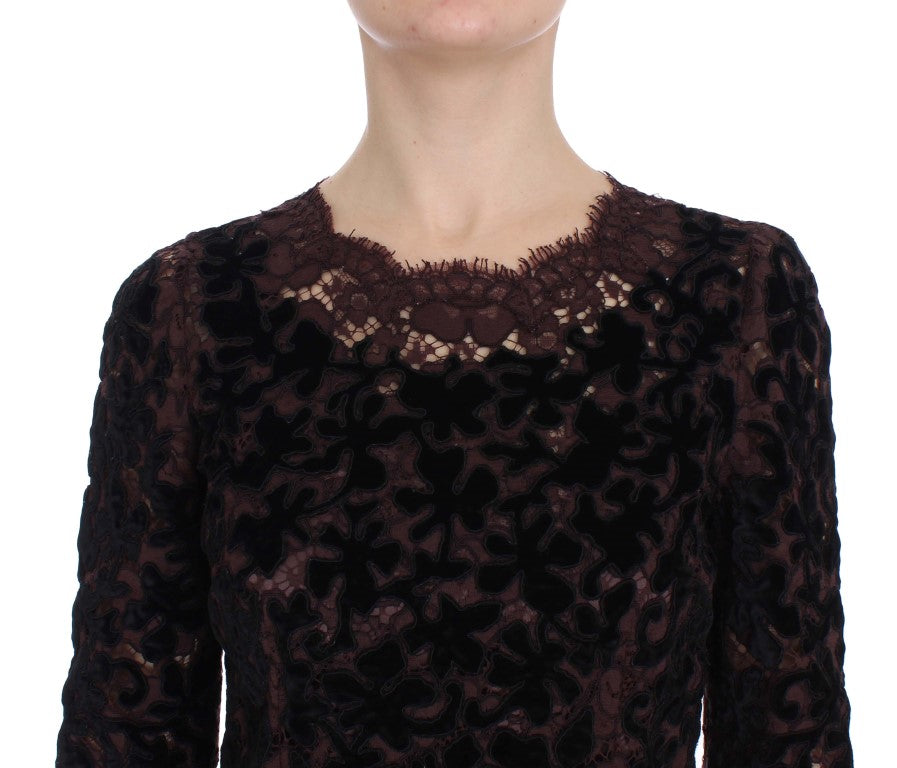 Maxi-jurk met paarse bloemenkant van Ricamo