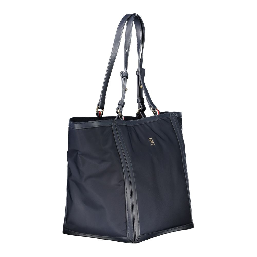 Blauwe polyester handtas