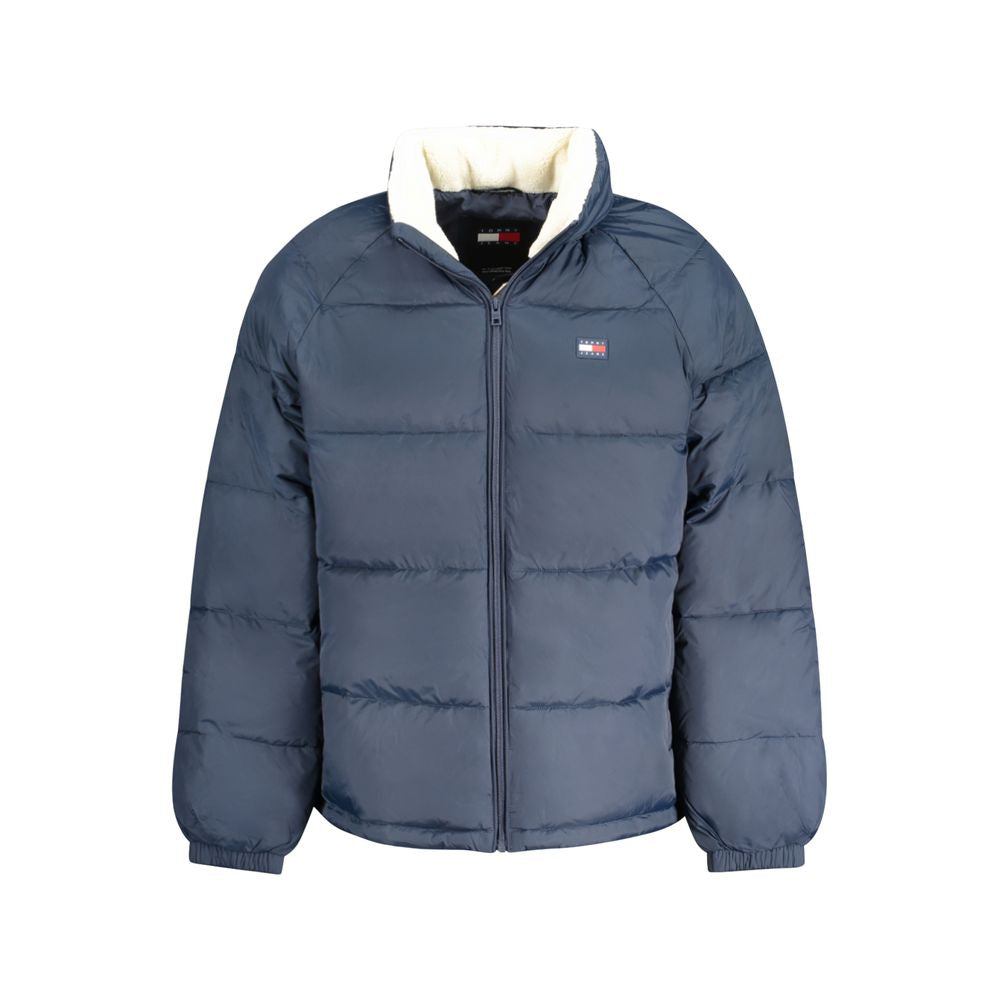 Blauwe herenjas van gerecycled polyester