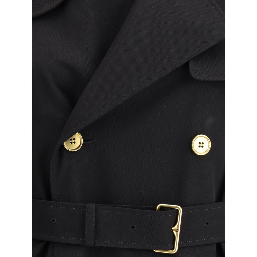 Castleford lange trenchcoat met geruite kraag
