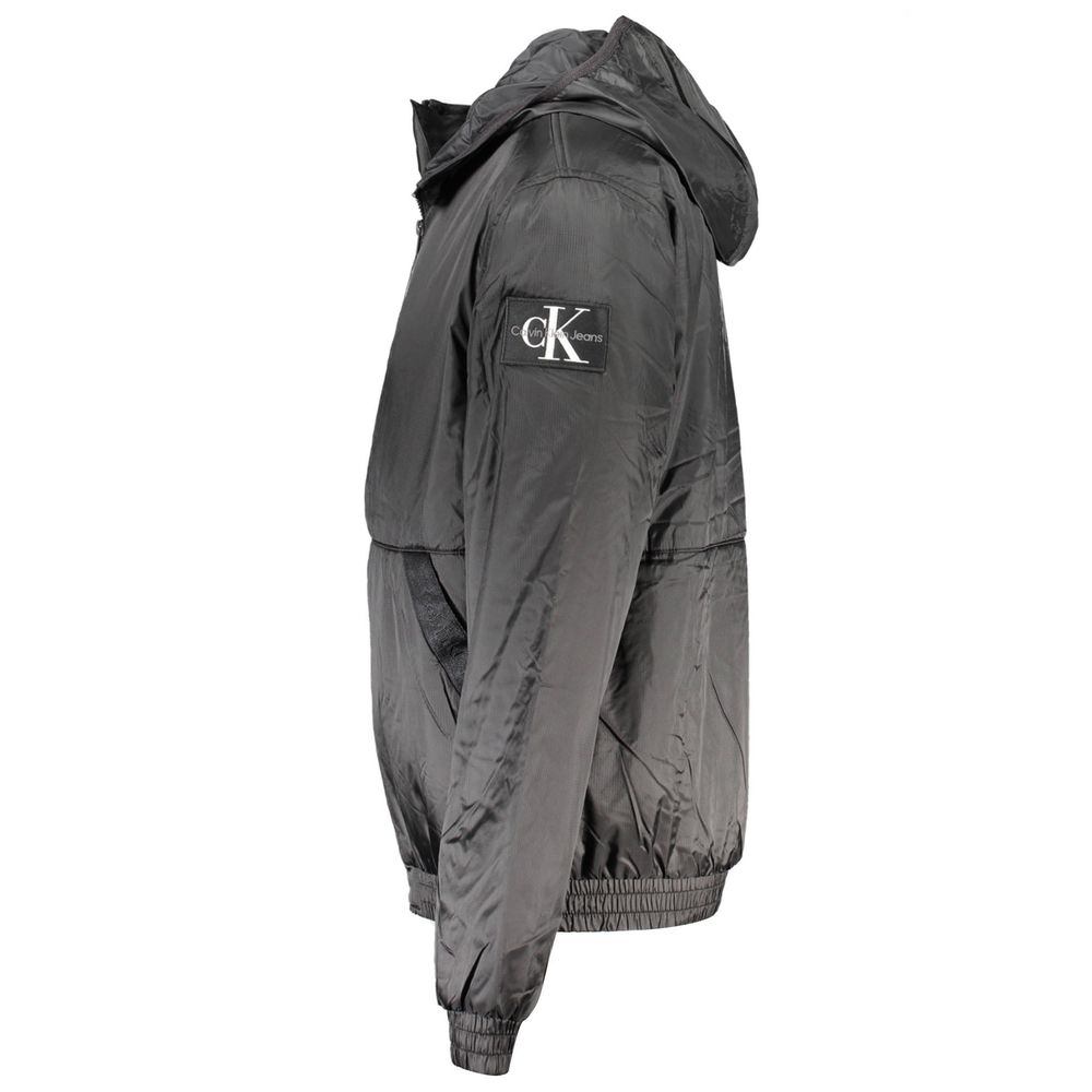 Zwarte herenjas van gerecycled polyester