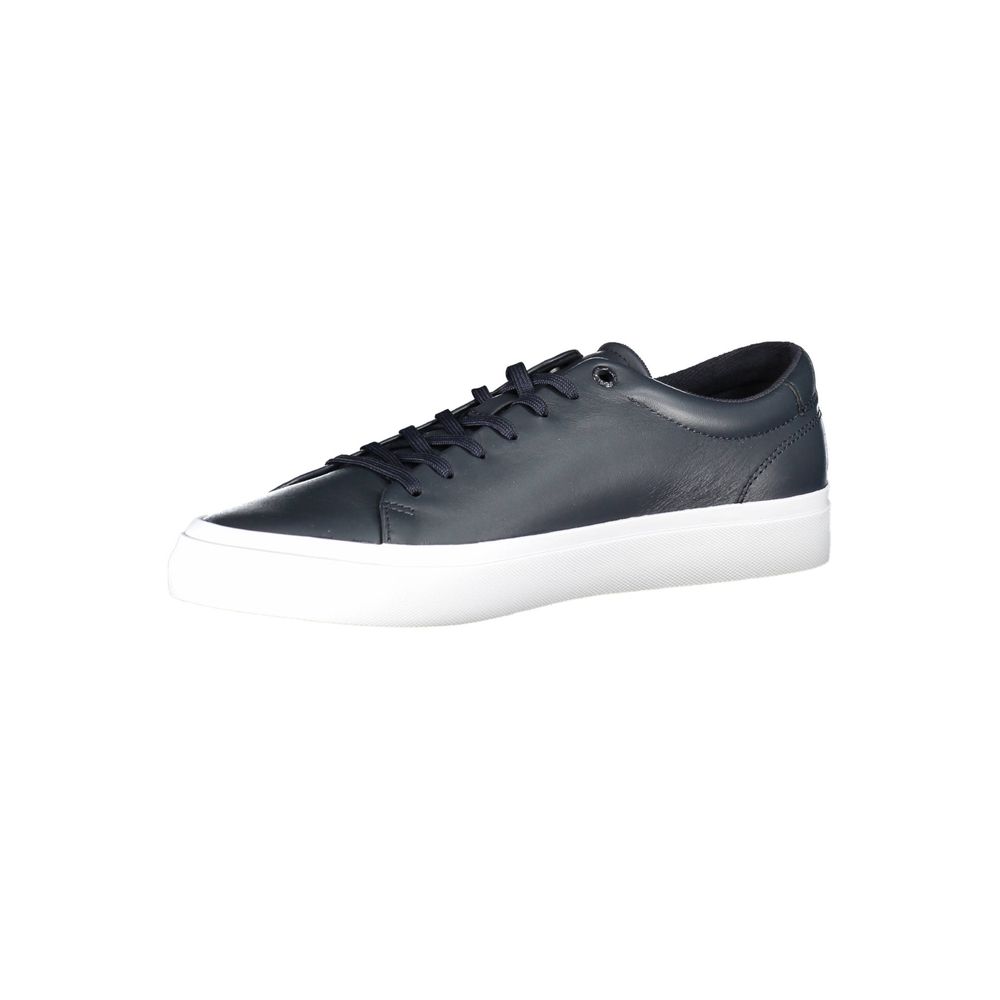 Blauwe leren herensneaker