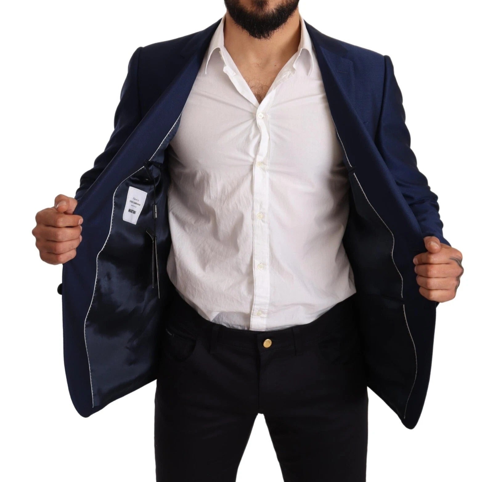 Blauwe MARTINI wollen slim fit jasblazer