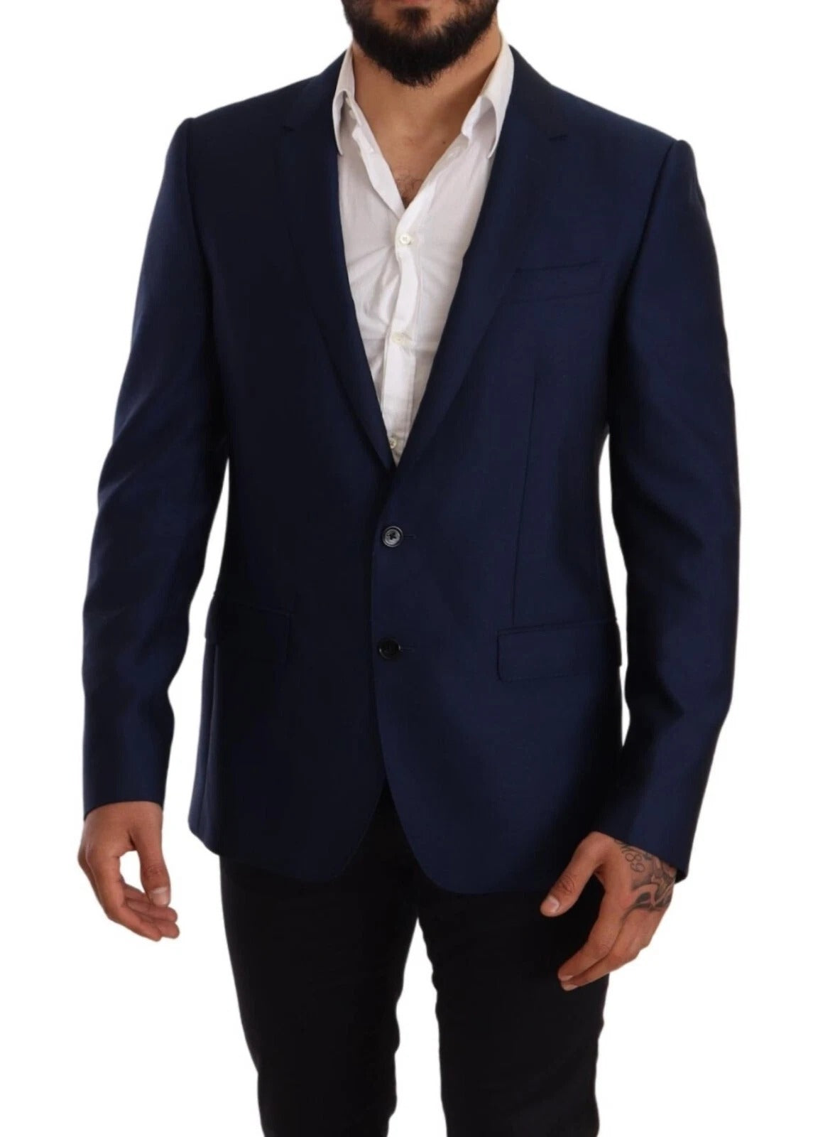 Blauwe MARTINI wollen slim fit jasblazer