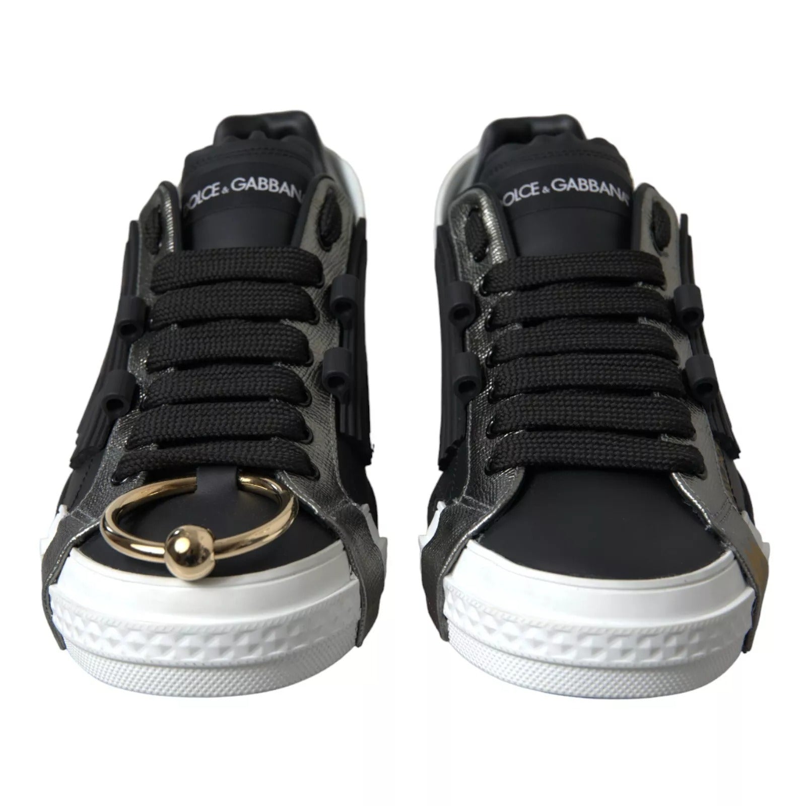 Zwarte leren lage sneakers Portofino-schoenen