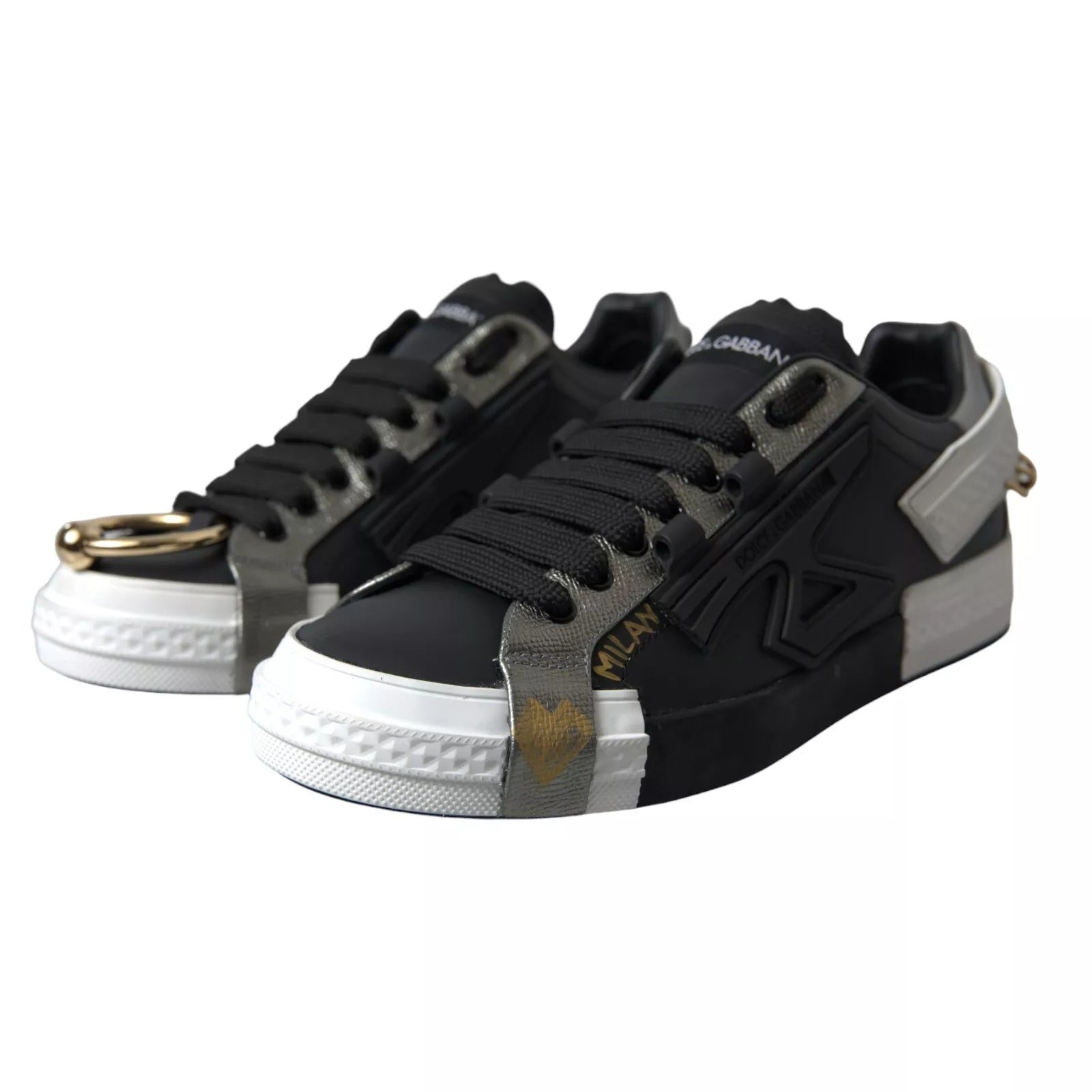 Zwarte leren lage sneakers Portofino-schoenen