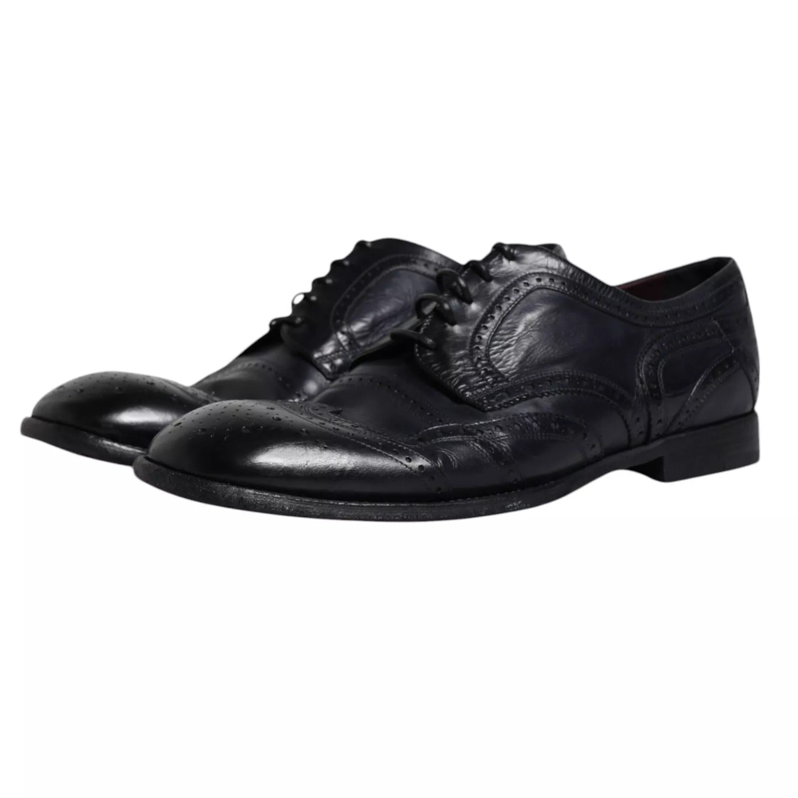 Donkerblauwe leren Derby Wingtip formele schoenen