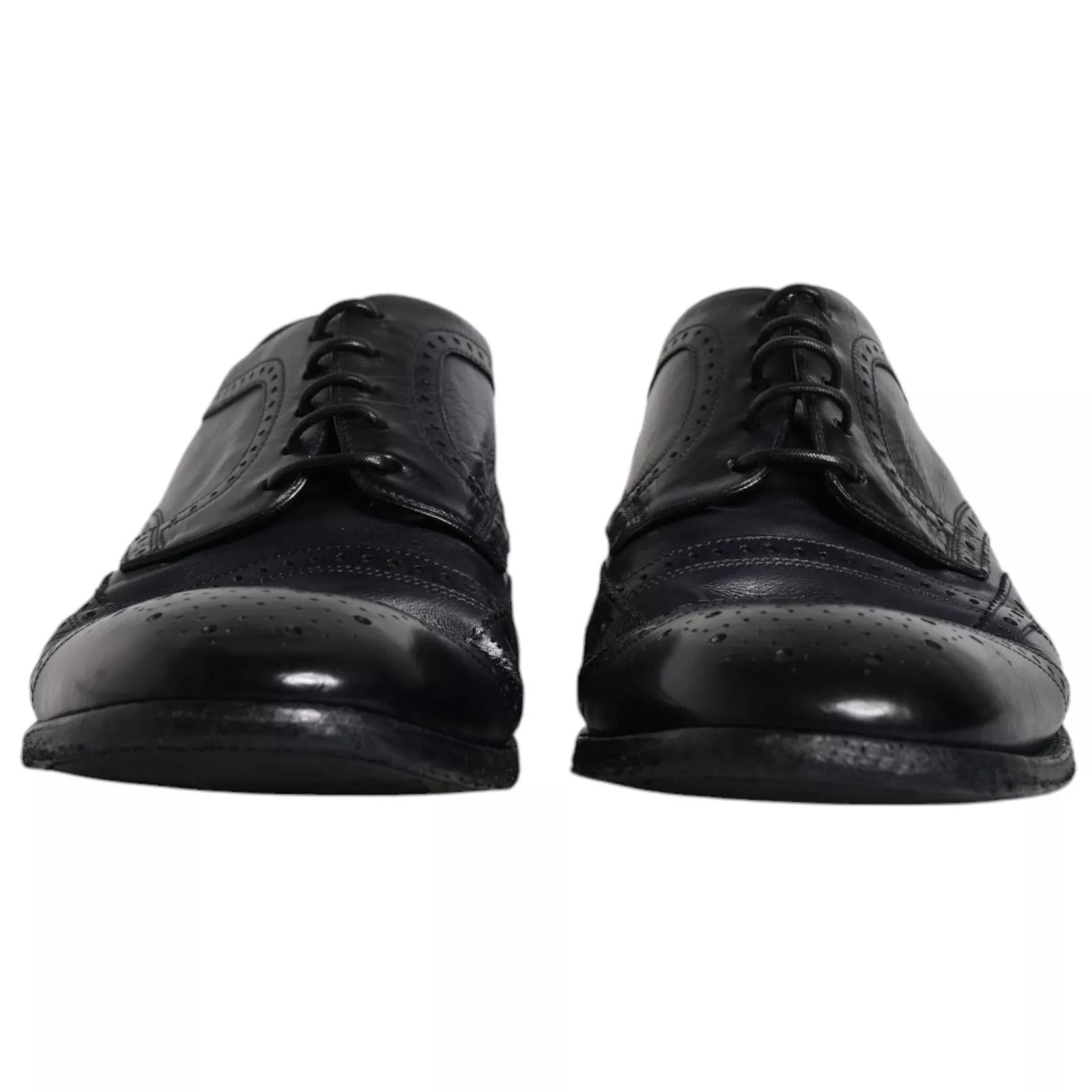 Donkerblauwe leren Derby Wingtip formele schoenen