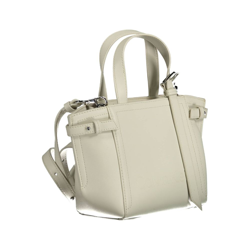 Witte polyester handtas