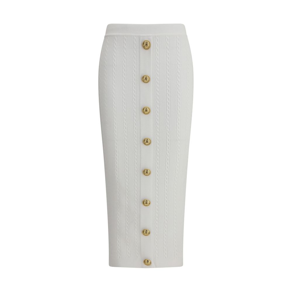 White Viscose Midi Skirt