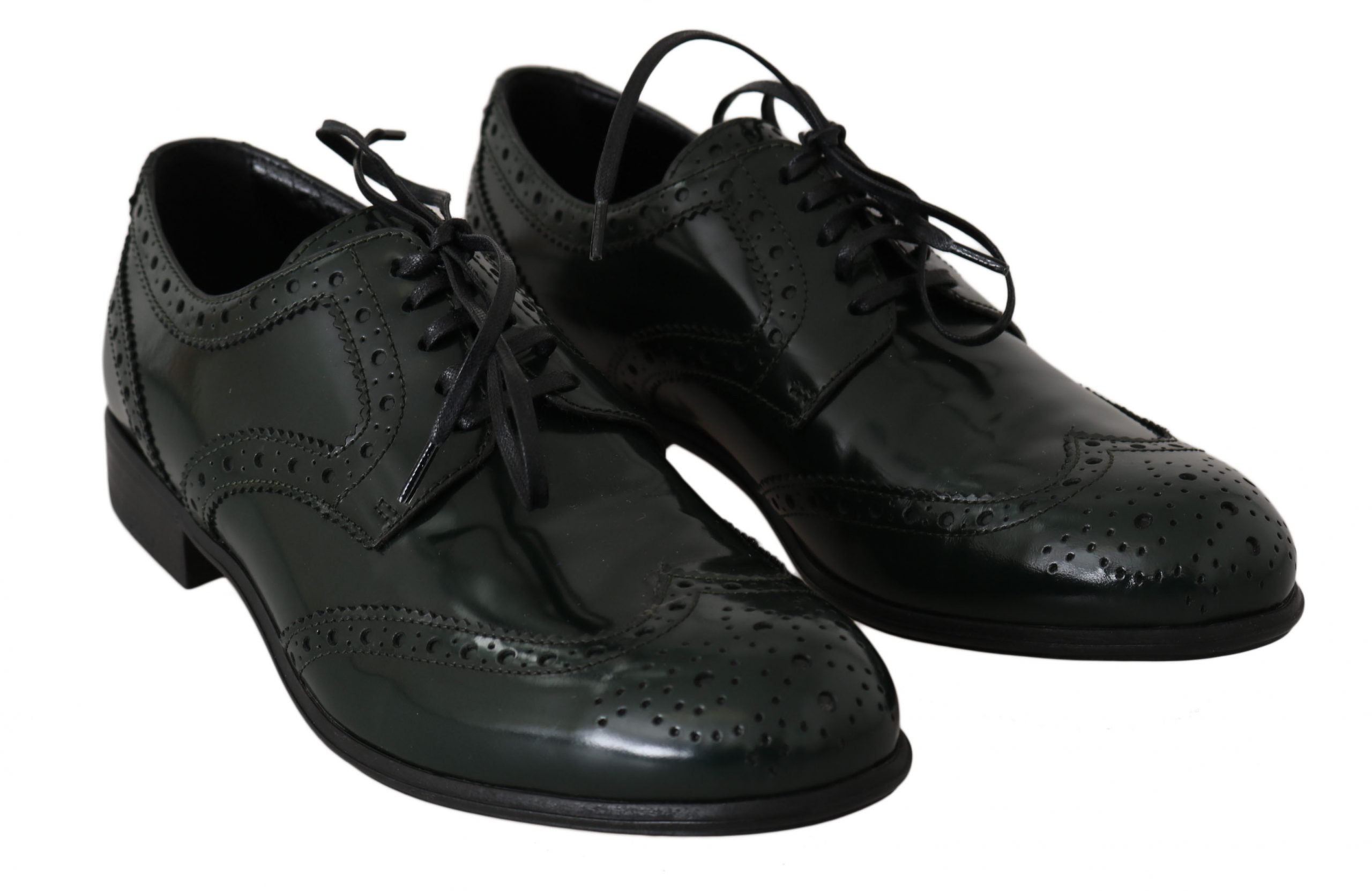 Groene leren Broque Oxford Wingtip-schoenen