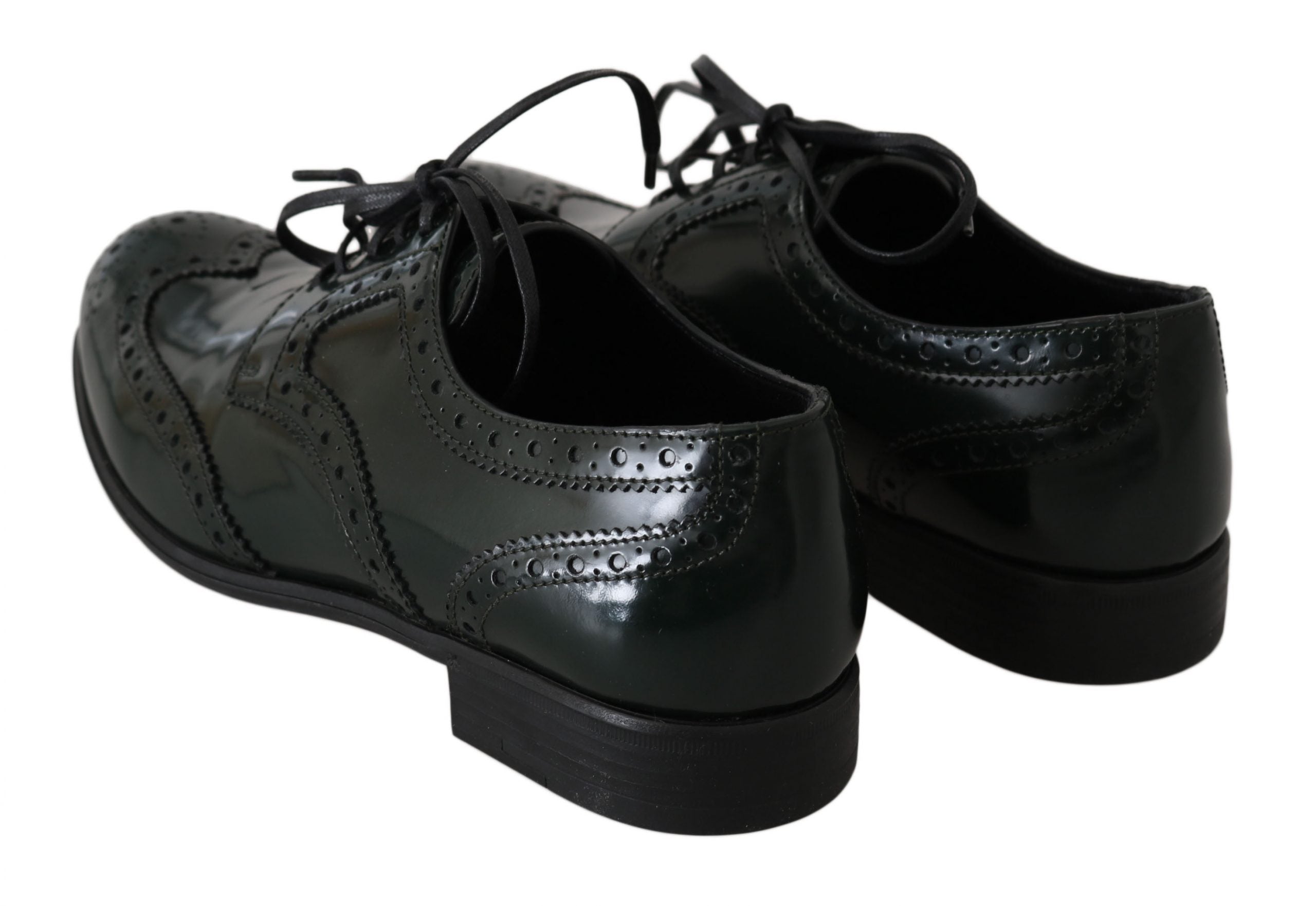 Groene leren Broque Oxford Wingtip-schoenen