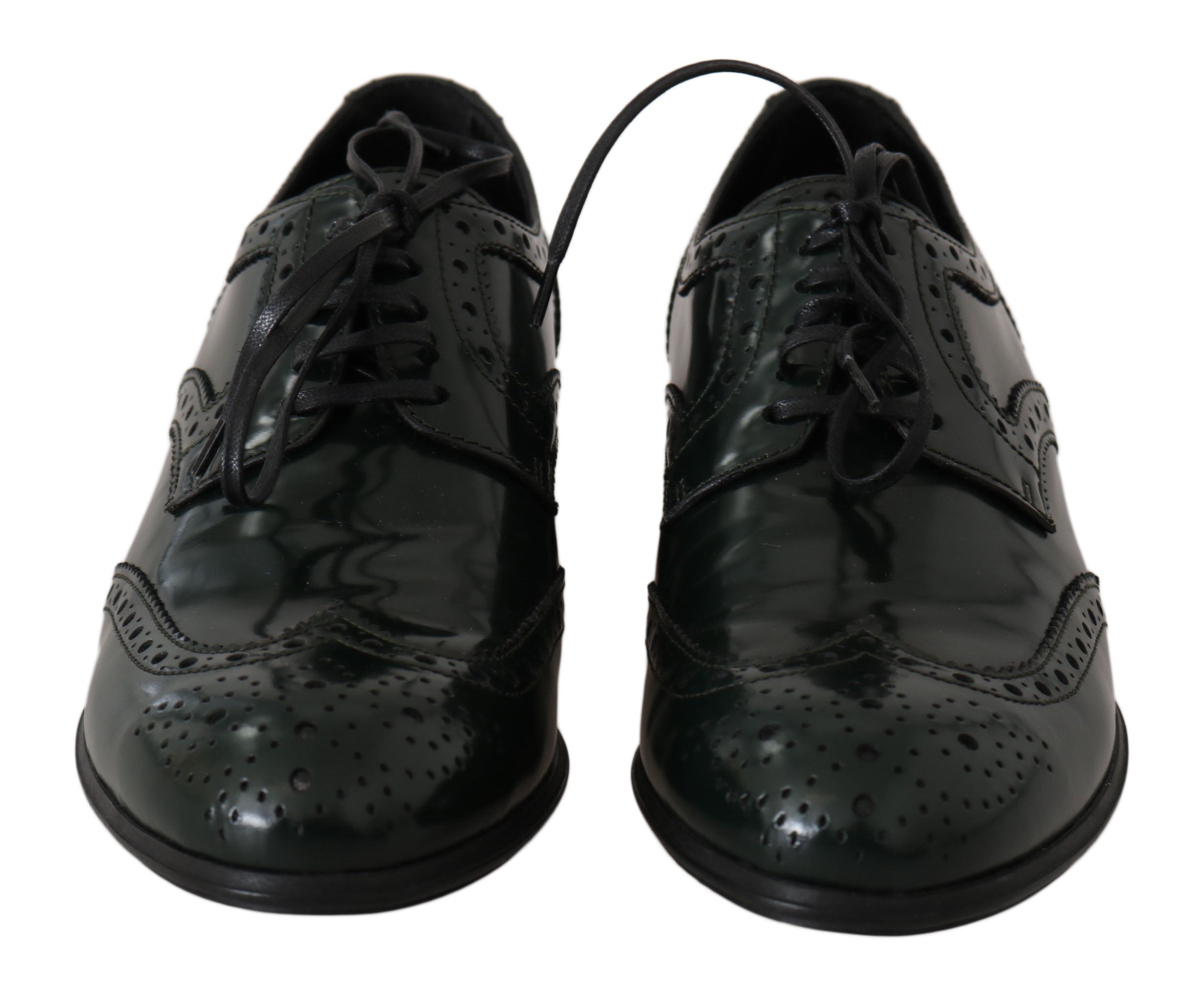 Groene leren Broque Oxford Wingtip-schoenen