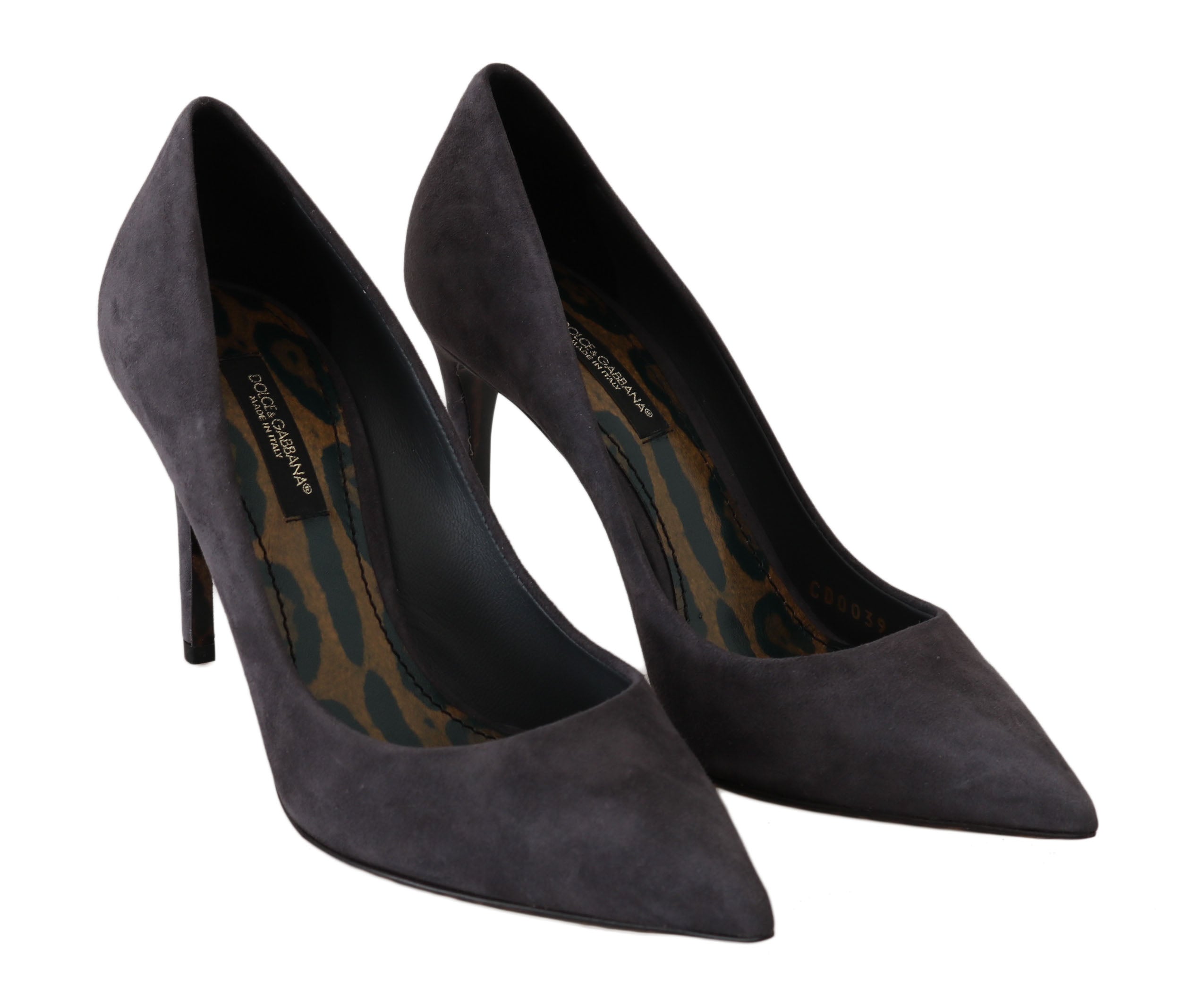 Grijze suède leren stiletto schoenen met hakken