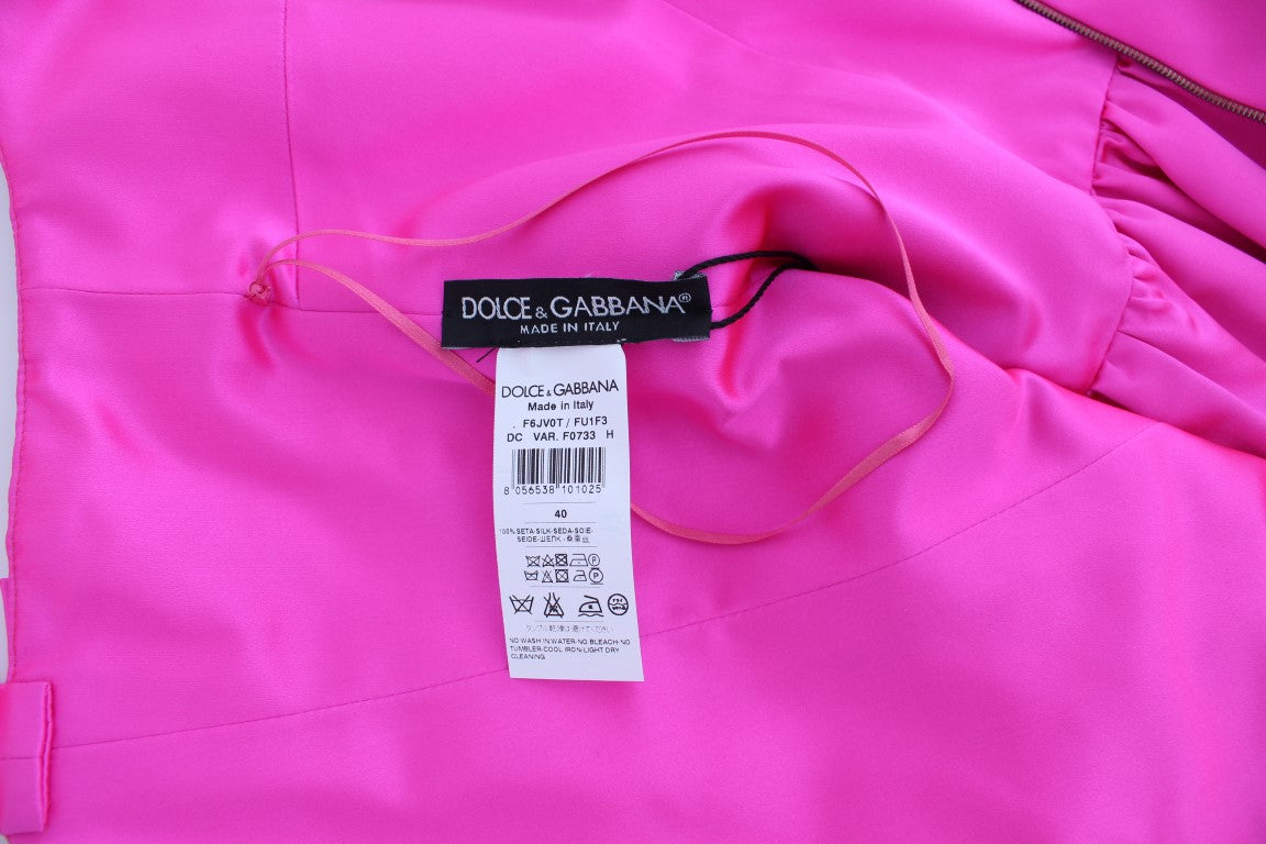 Roze zijden lange manteljurk