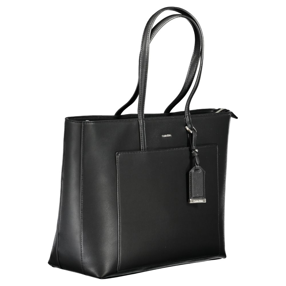 Zwarte polyester handtas