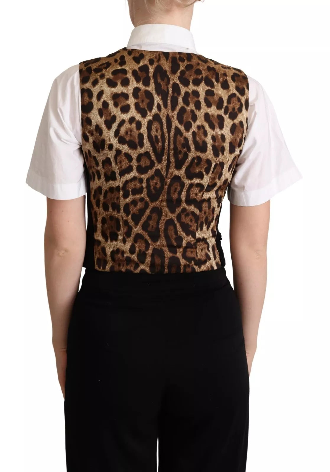 Zwartbruin luipaardprint vest