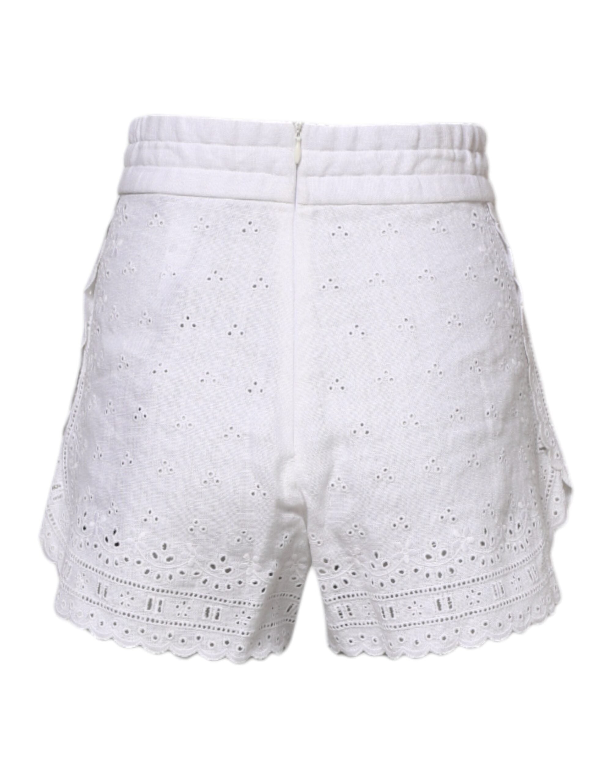 Witte linnen hoge taille hotpants shorts