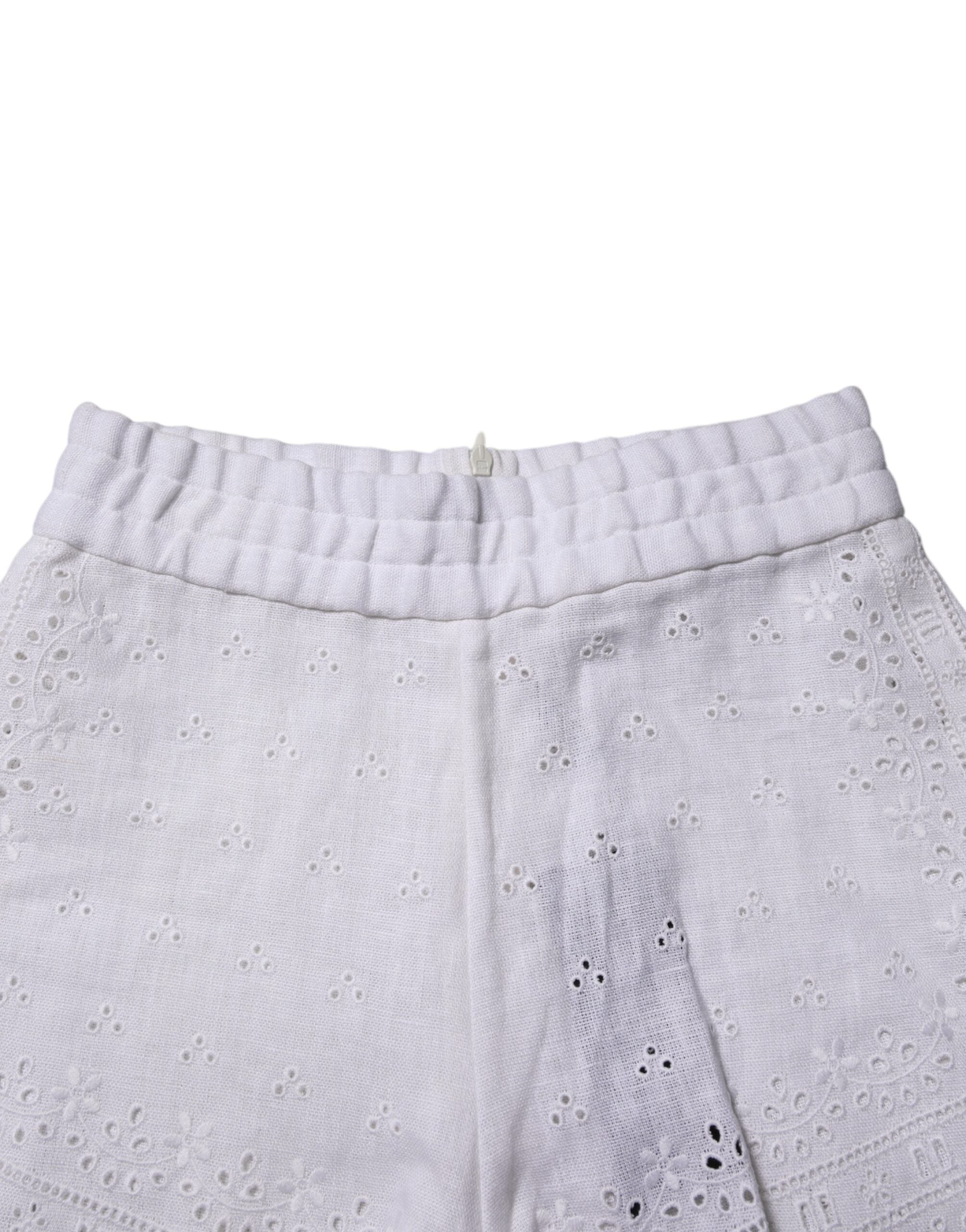 Witte linnen hoge taille hotpants shorts
