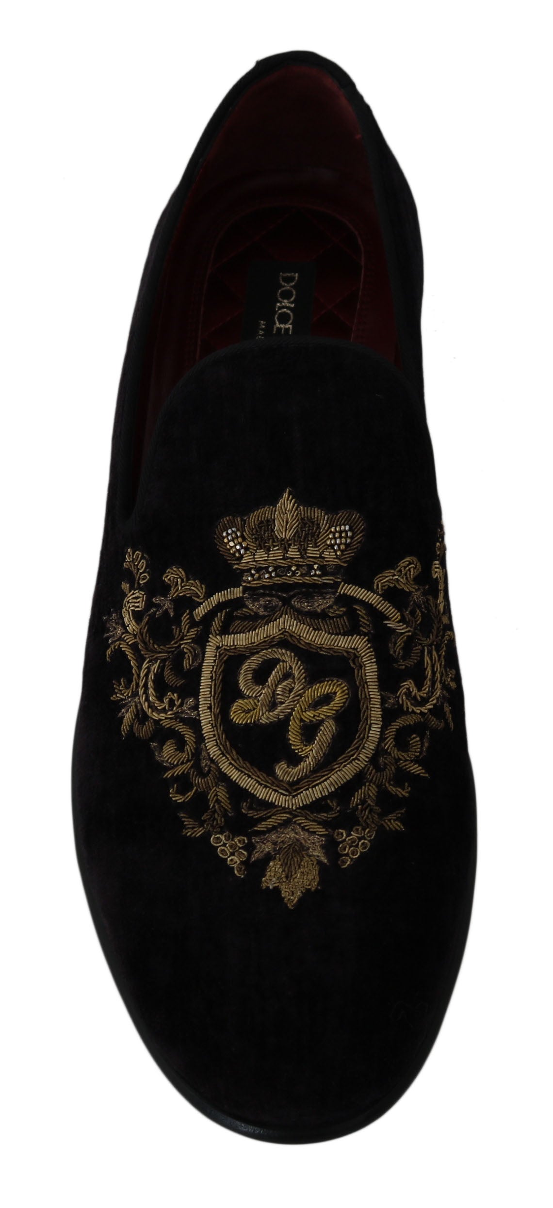 Loafers Zwart Fluweel Gouden Kroon