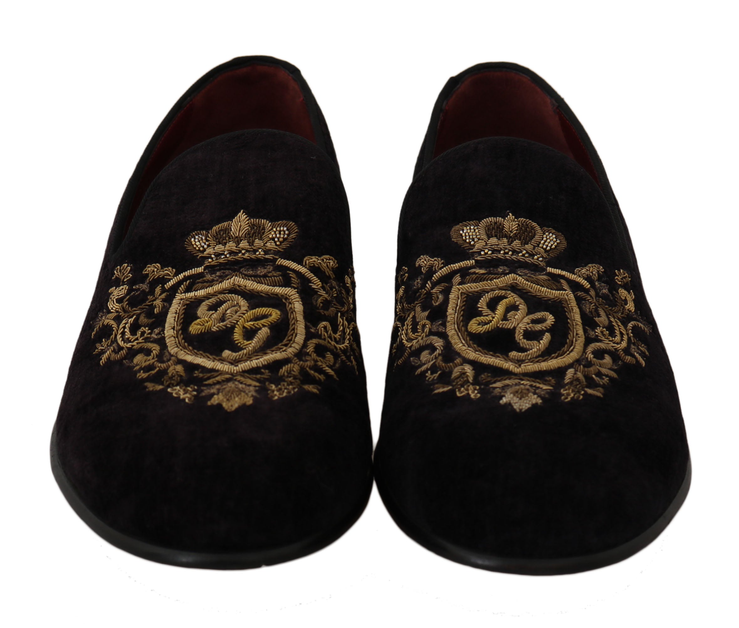 Loafers Zwart Fluweel Gouden Kroon