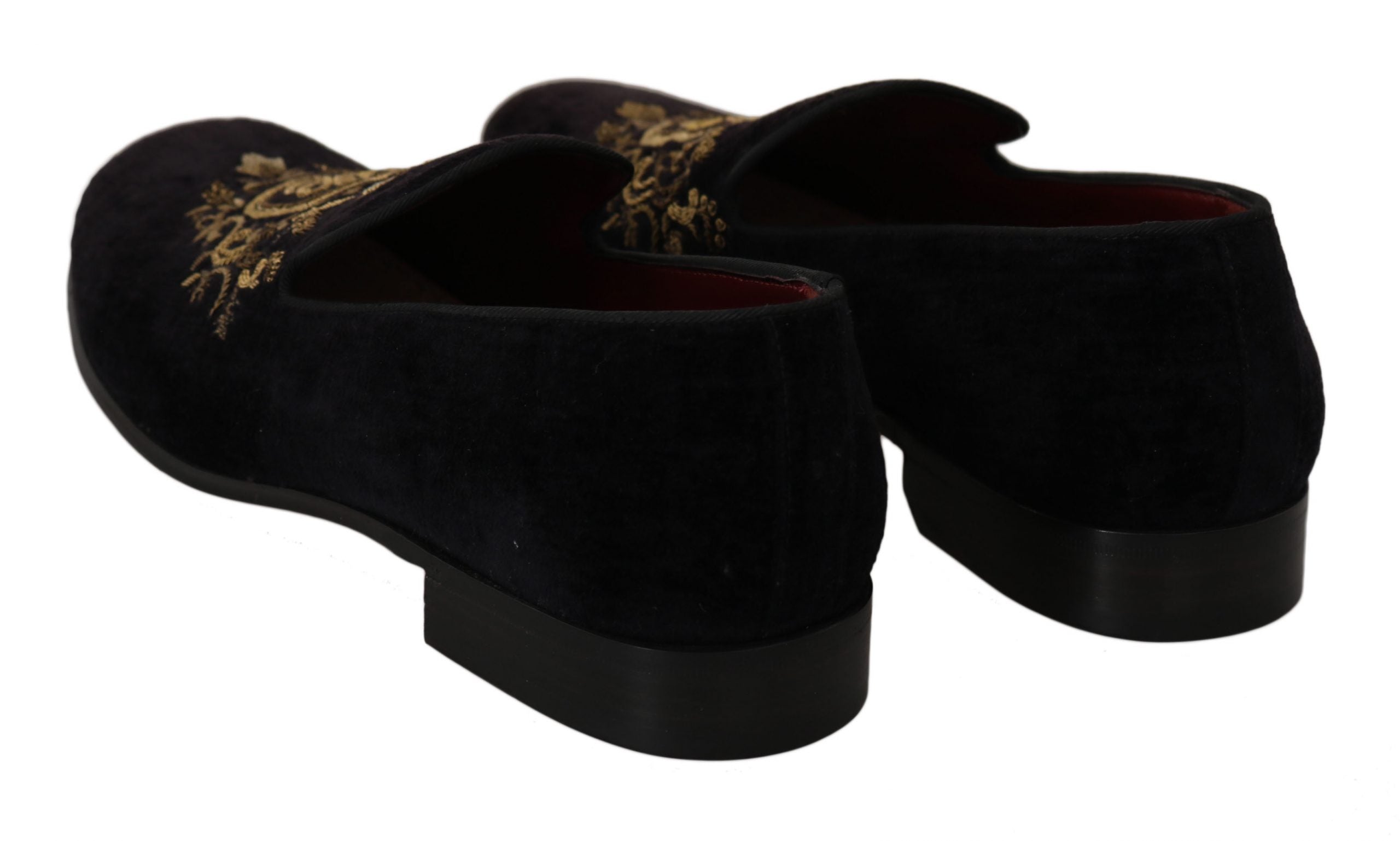Loafers Zwart Fluweel Gouden Kroon
