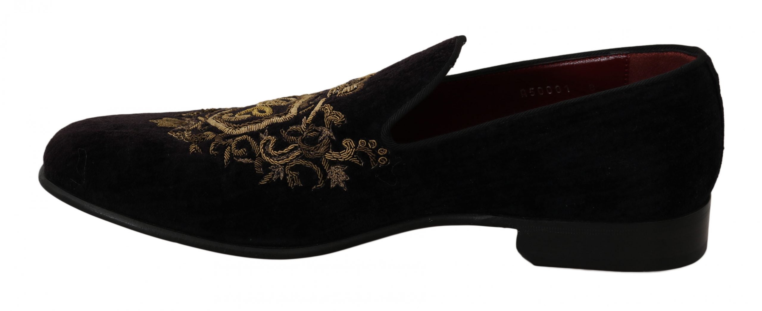 Loafers Zwart Fluweel Gouden Kroon
