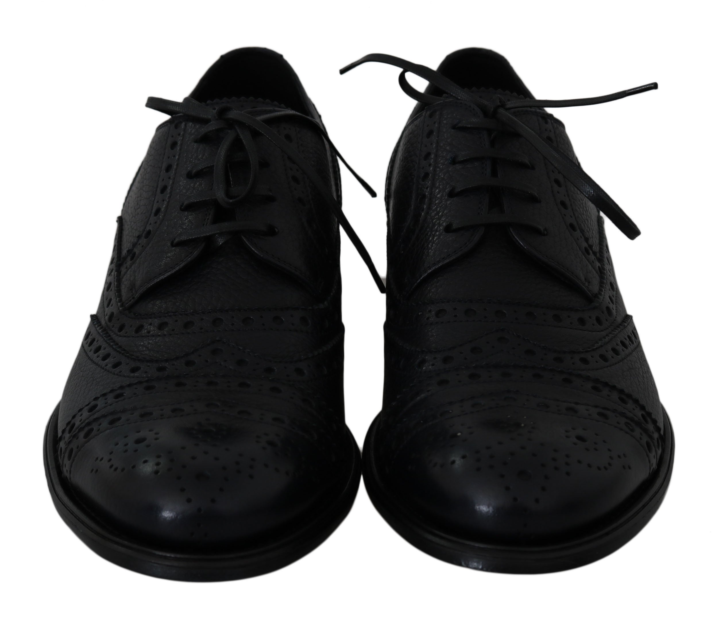 Blauwe leren Wingtip Oxford-schoenen