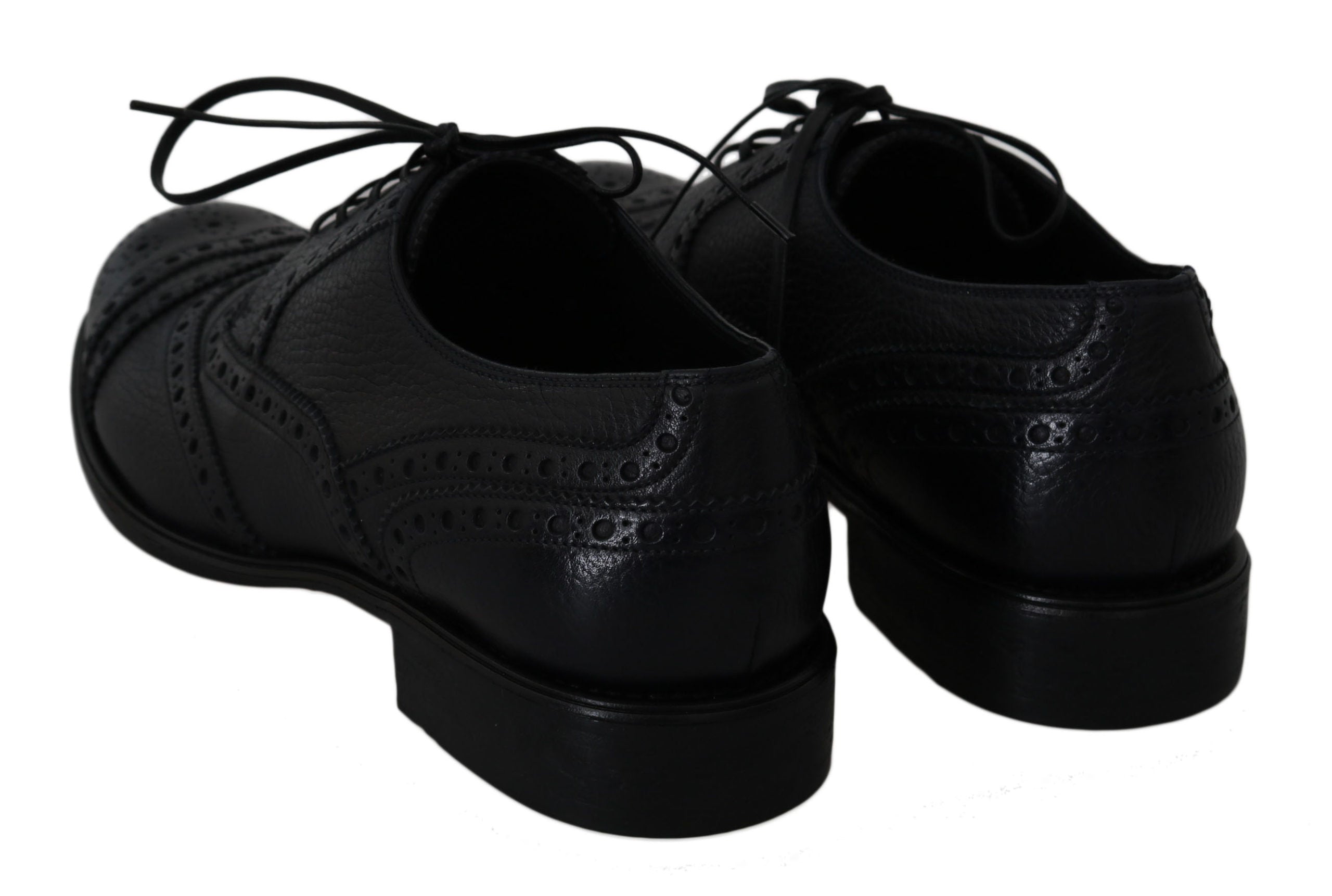 Blauwe leren Wingtip Oxford-schoenen