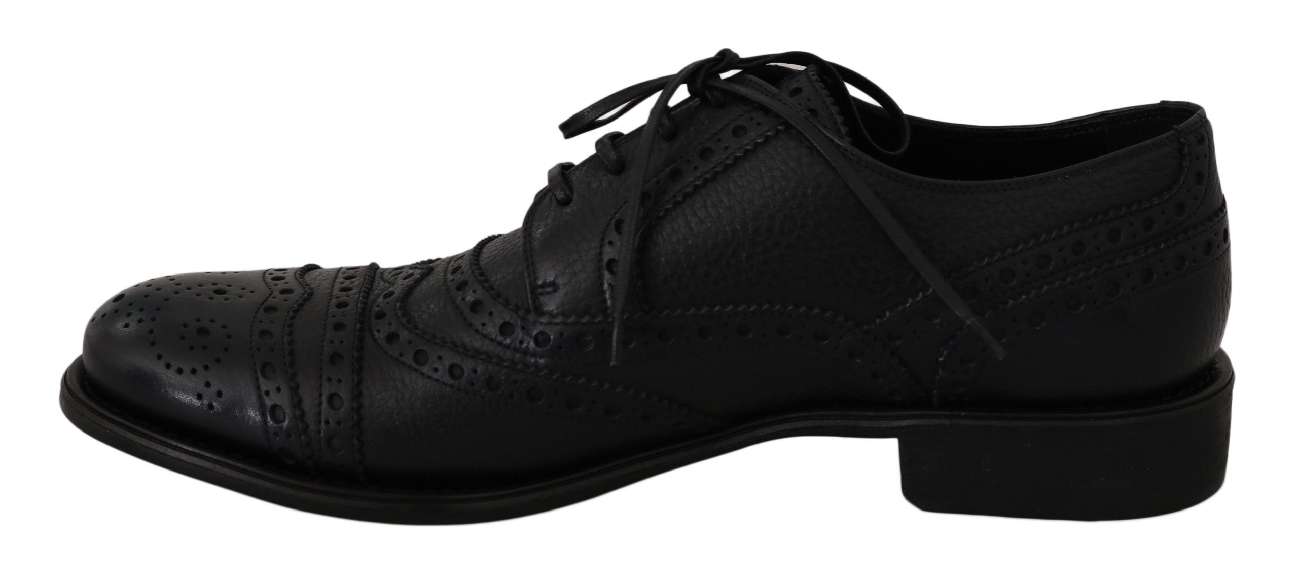 Blauwe leren Wingtip Oxford-schoenen