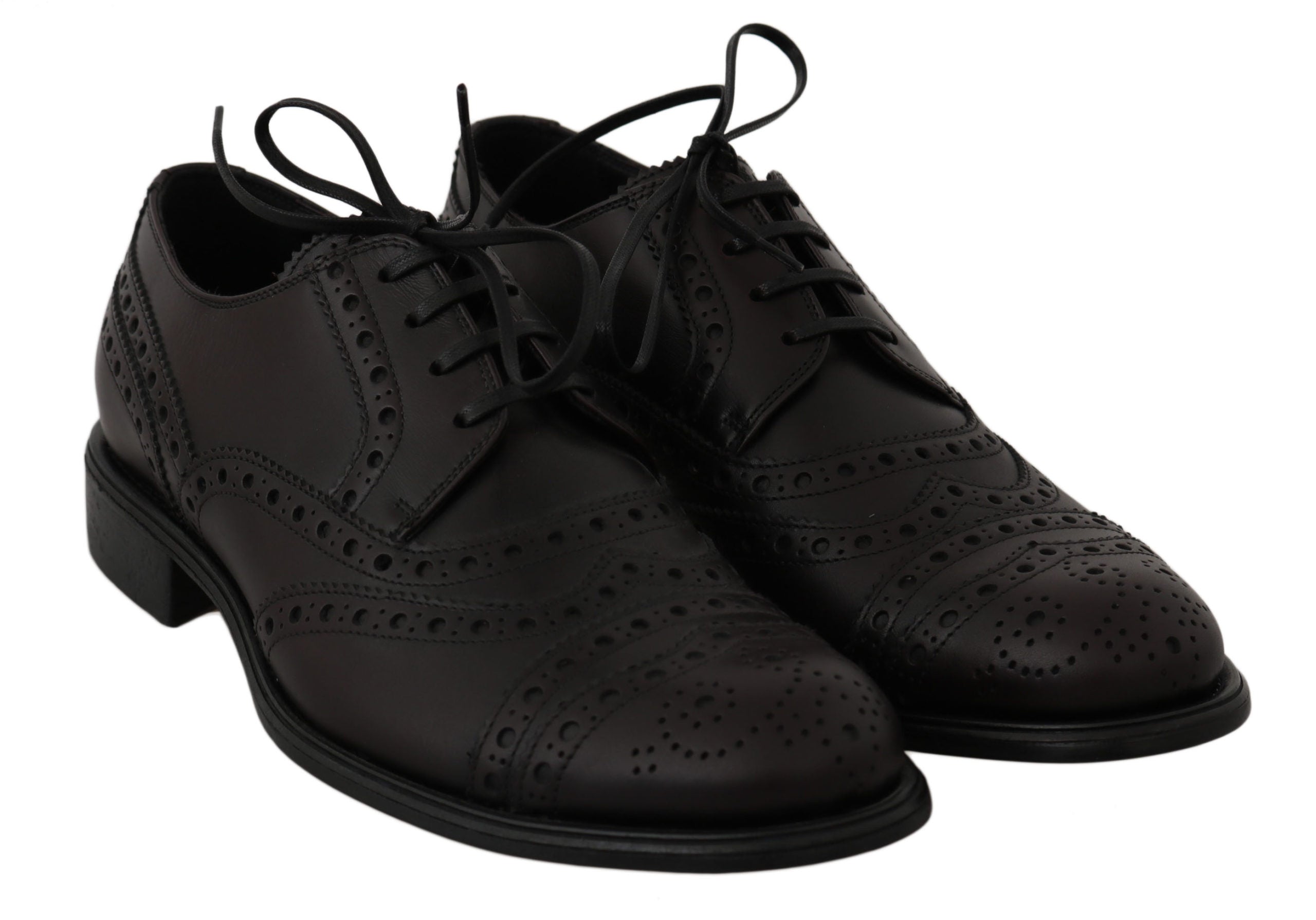 Zwarte leren Wingtip Oxford-schoenen
