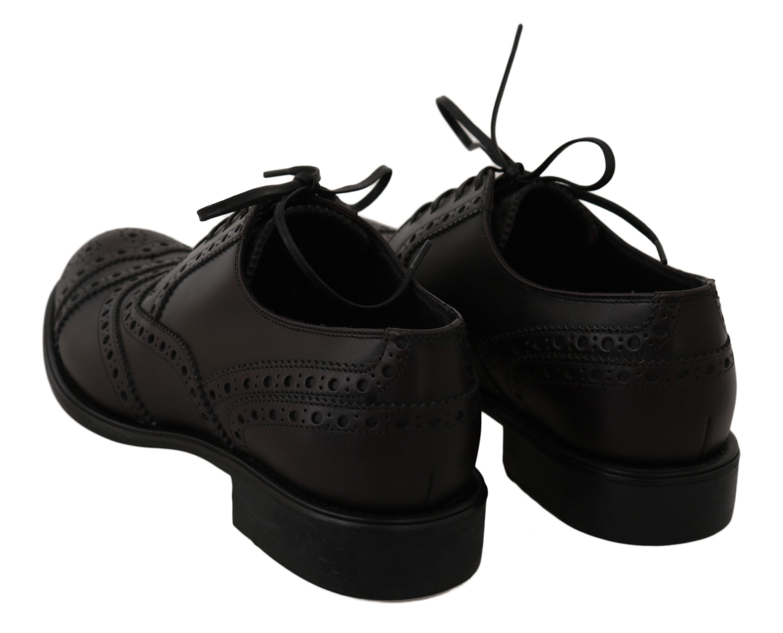 Zwarte leren Wingtip Oxford-schoenen