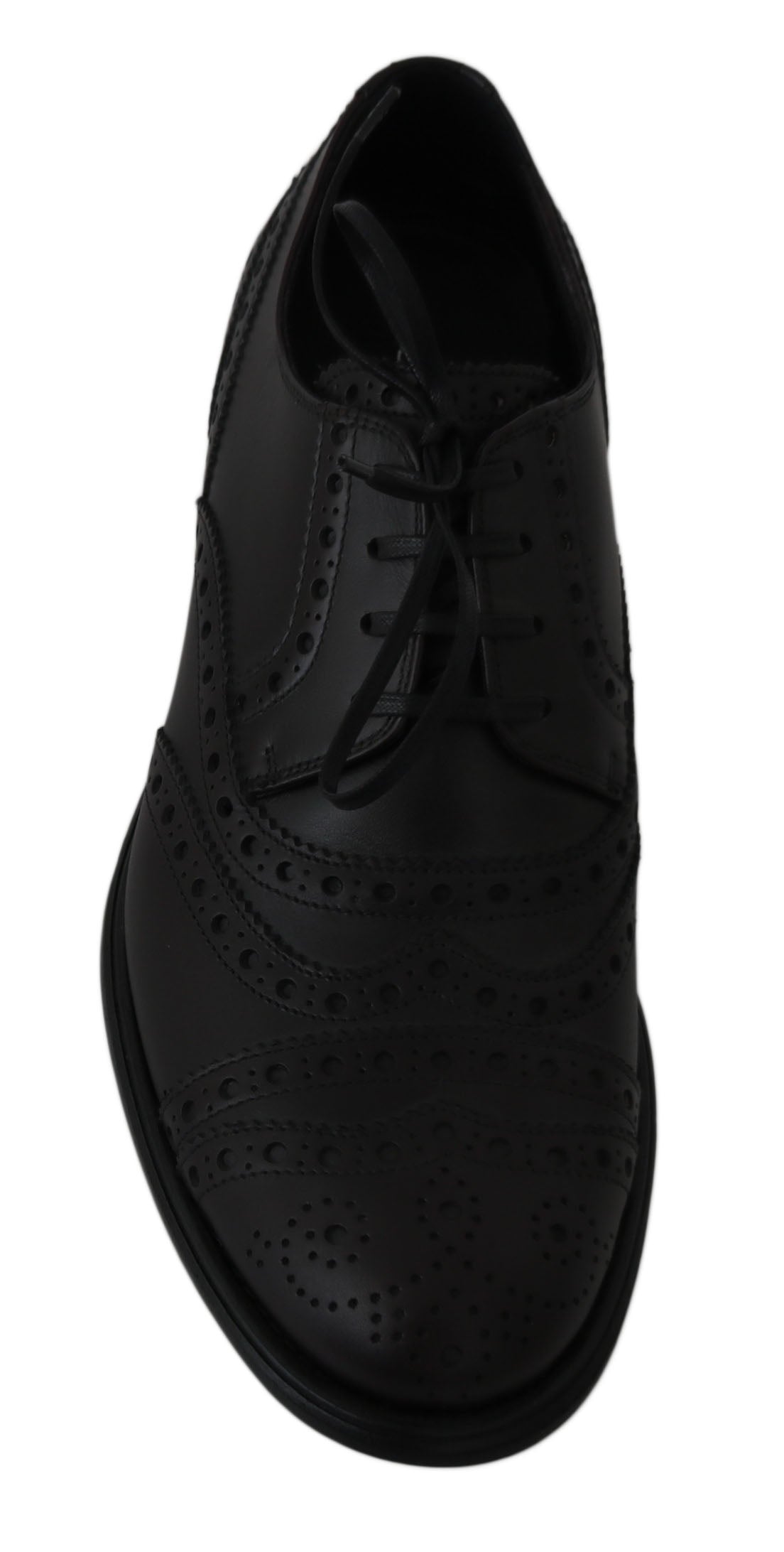 Zwarte leren Wingtip Oxford-schoenen