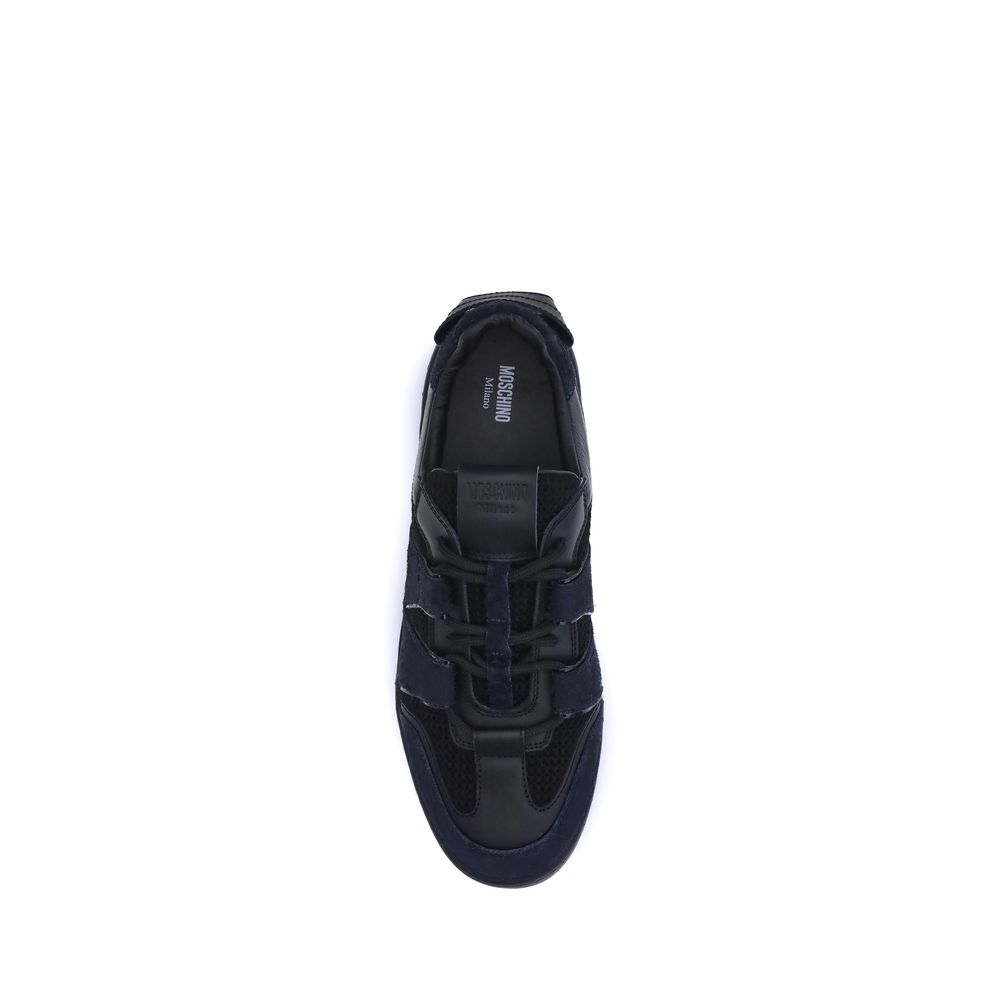 Sneakers van leer en mesh