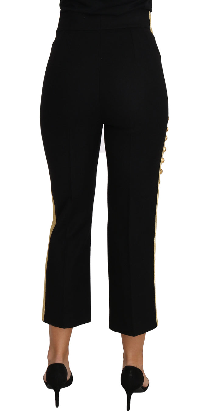 Militaire Versierde Broek Zwarte Gouden Jurk Broek