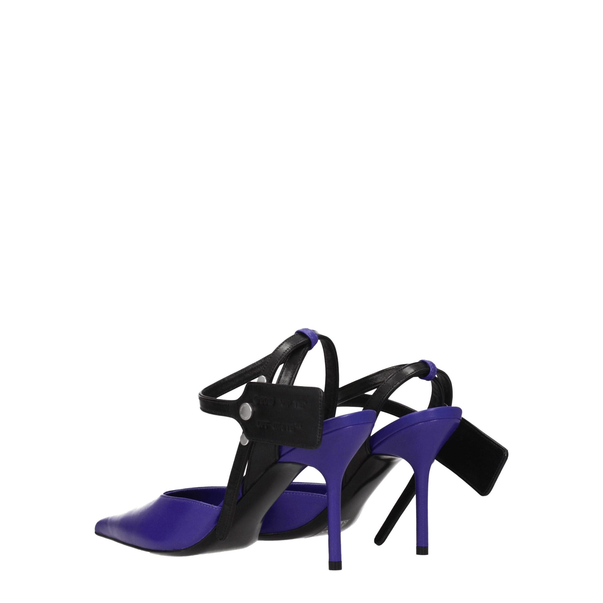 Paarse leren pumps met hoge hak