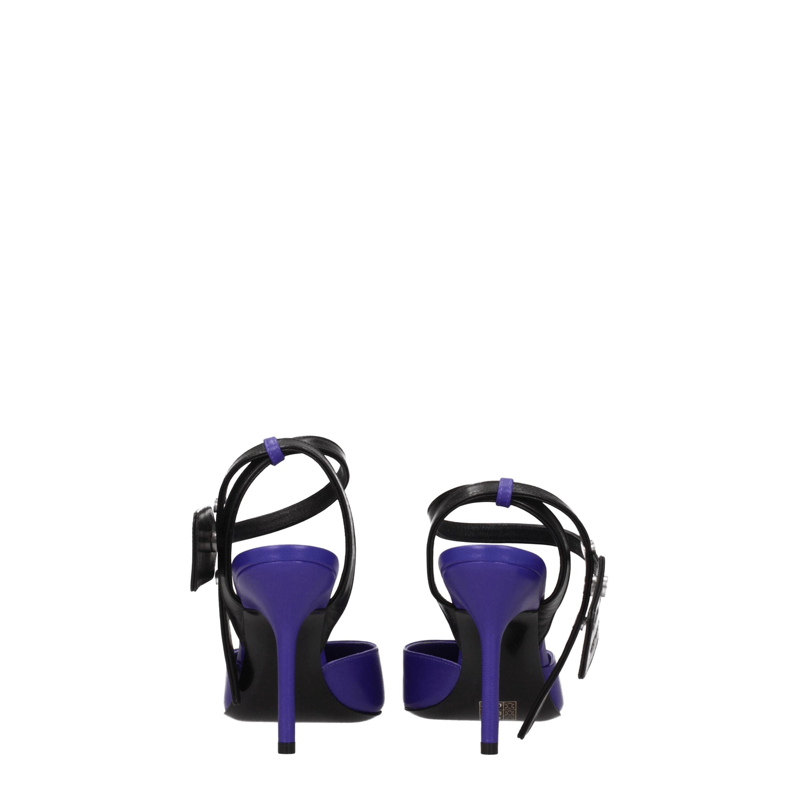 Paarse leren pumps met hoge hak