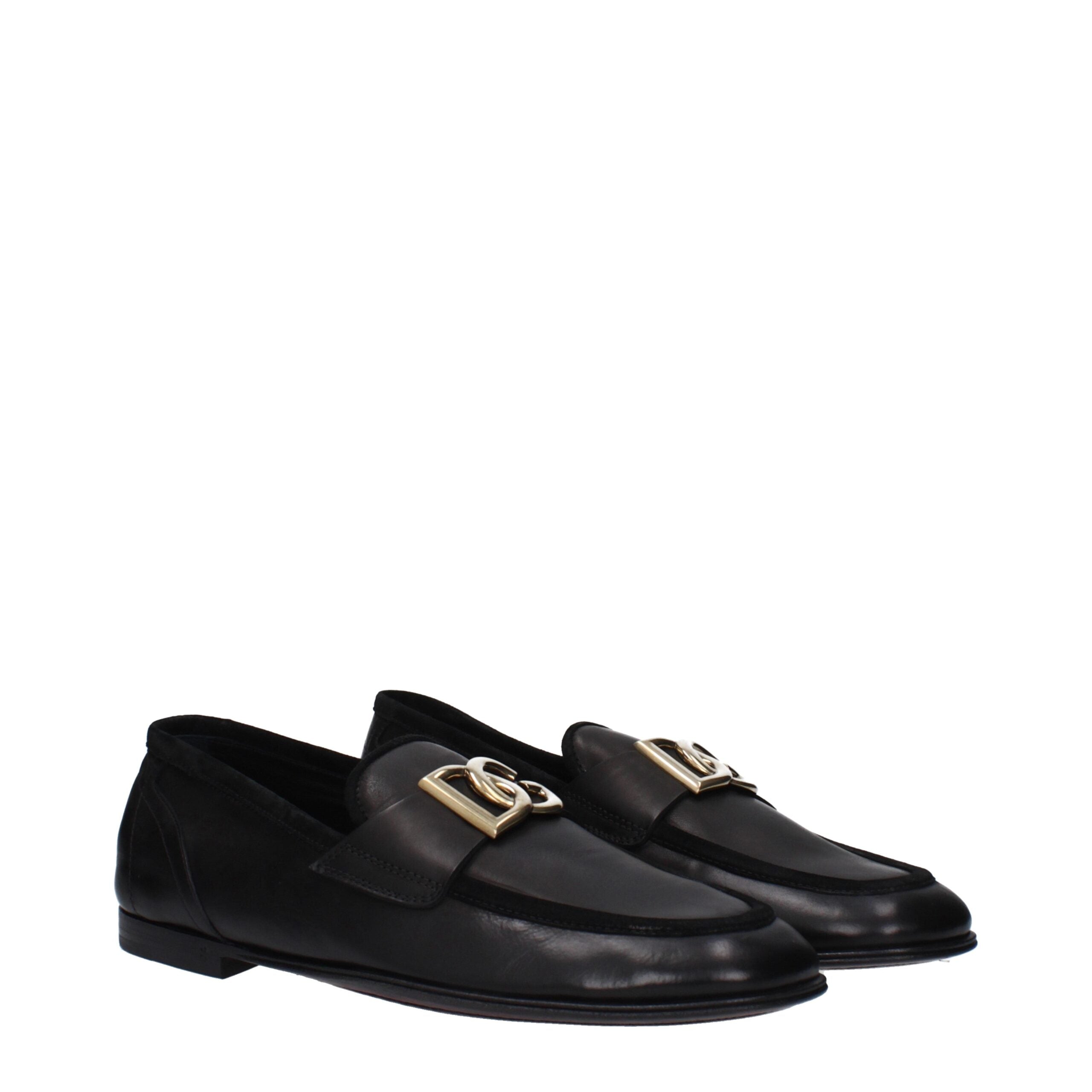 Black Leather Slip-On Loafers