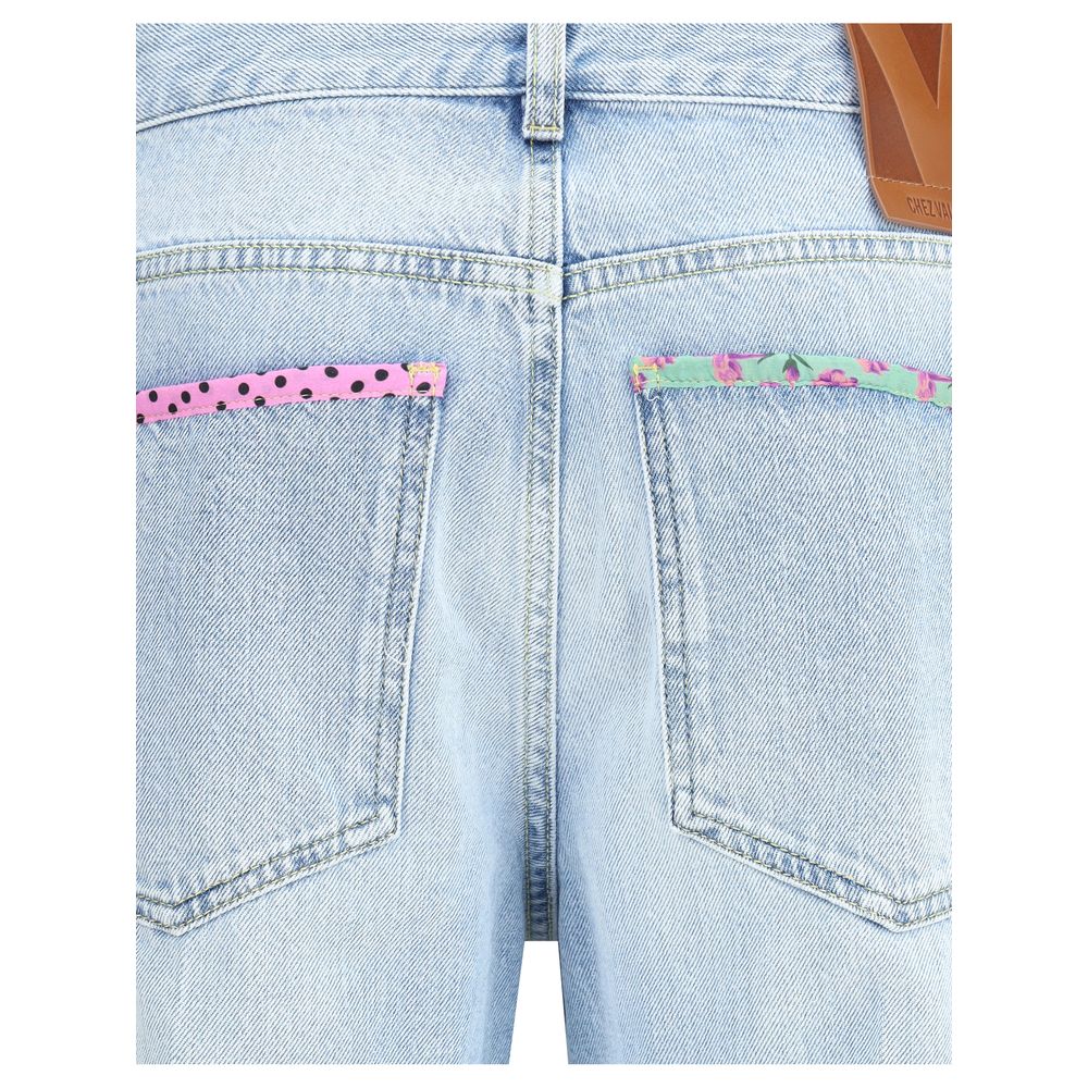 Jeans met bloemenrand
