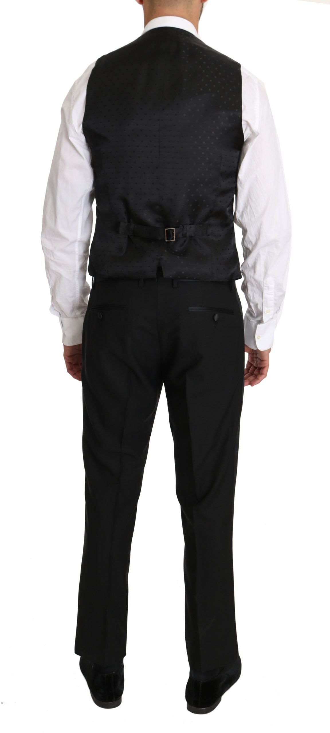 Zwarte wollen jurk met gilet en Gillet-vest