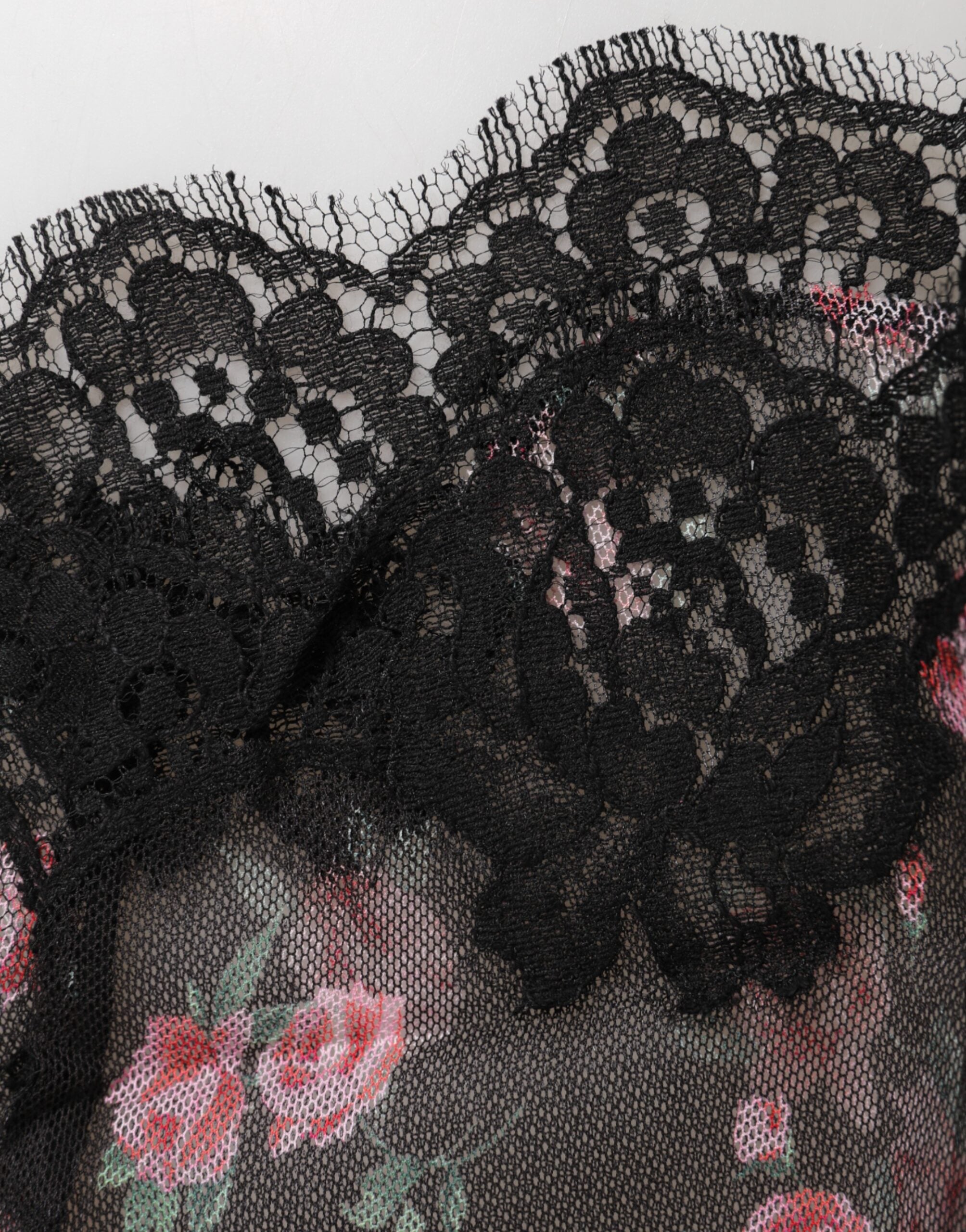 Black Pink Floral Lace Mesh Lingeri Underwear